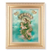 10 1/4" x 12 1/4" Satin Gold Frame with an 8" x 10" St. Joseph and Child Enthroned Print 10 1/4" x 12 1/4" Satin Gold Frame with an 8" x 10" St. Joseph and Child Enthroned Print
