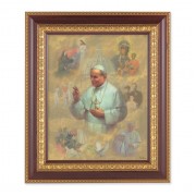 11 1/2" x 13 1/2" Cherry Frame with Gold Trim with an 8" x 10" Saint John Paul II Print