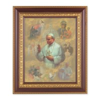 11 1/2" x 13 1/2" Cherry Frame with Gold Trim with an 8" x 10" Saint John Paul II Print