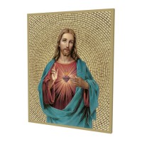 8" x 10" Gold Foil Mosaic Plaque of The Sacred Heart of Jesus. 8" x 10" Gold Foil Mosaic Plaque of The Sacred Heart of Jesus.