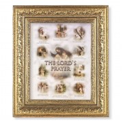 12 1/2" x 14 1/2" Ornate Gold Leaf Antique Frame with 8" x 10" Lord's Prayer Print