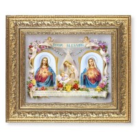 12 1/2" x 14 1/2" Ornate Gold Leaf Antique Frame with 8" x 10" Baby Room Blessing Print