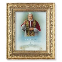 12 1/2" x 14 1/2" Ornate Gold Leaf Antique Frame with 8" x 10" Saint John XXIII Print