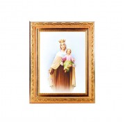 8 1/4" x 10 1/4" Gold Ornate Frame with a 6" x 8" Our Lady of Mount Carmel Print