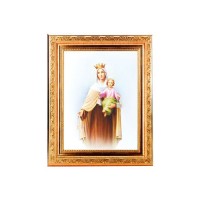 8 1/4" x 10 1/4" Gold Ornate Frame with a 6" x 8" Our Lady of Mount Carmel Print 8 1/4" x 10 1/4" Gold Ornate Frame with a 6" x 8" Our Lady of Mount Carmel Print