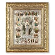 12 1/2" x 14 1/2" Ornate Gold Leaf Antique Frame with 8" x 10" Mysteries of the Rosary Print