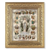 12 1/2" x 14 1/2" Ornate Gold Leaf Antique Frame with 8" x 10" Mysteries of the Rosary Print