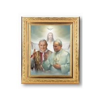 8 1/4" x 10 1/4" Gold Ornate Frame with a 6" x 8" Saints John XXIII and John Paul II Print