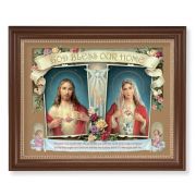 13 1/2" x 16 9/16" Walnut Finished Frame with 11" x 14" House Blessing- Sacred Heart of Mary and Immaculate Heart of Mary Textured Art