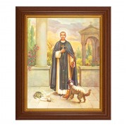 10 1/2" x 12 1/2" Walnut Finish Beveled Frame with 8" x 10" St. Martin de Porres Textured Art