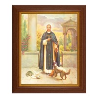 10 1/2" x 12 1/2" Walnut Finish Beveled Frame with 8" x 10" St. Martin de Porres Textured Art