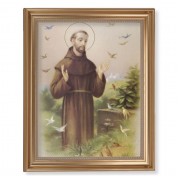 13 1/2" x 16 9/16" Gold Leaf Antique Finished Frame with 11" x 14" Saint Francis Textured Art