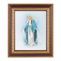 11 1/2" x 13 1/2" Cherry Frame with Gold Trim with an 8" x 10" Our Lady of Grace Print