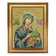 15 1/2" x 19 1/2" Antique Gold Leaf Beveled Frame with Bead Inlay and 12" x 16" Our Lady of Perpetual Help Textured Art