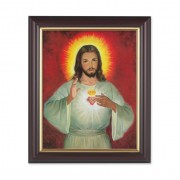 10" x 12" Walnut Frame with Gold Inside Lip and a 8" x 10" Sacred Heart of Jesus Print