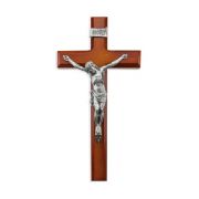 12" Two Tone Wood Cross with Antiqued Pewter Corpus