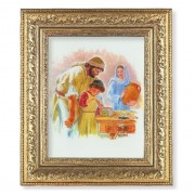 12 1/2" x 14 1/2" Ornate Gold Leaf Antique Frame with 8" x 10" Jesus the Carpenter Print