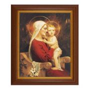 10 1/2" x 12 1/2" Walnut Finish Beveled Frame with 8" x 10" Madonna And Child Textured Art