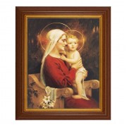 10 1/2" x 12 1/2" Walnut Finish Beveled Frame with 8" x 10" Madonna And Child Textured Art 10 1/2" x 12 1/2" Walnut Finish Beveled Frame with 8" x 10" Madonna And Child Textured Art