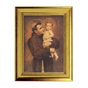 6 3/4" X 8 3/4" Gold Leaf Finish Frame with 5" X 7" Saint Anthony with Jesus Textured Art