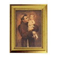 6 3/4" X 8 3/4" Gold Leaf Finish Frame with 5" X 7" Saint Anthony with Jesus Textured Art