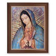 13 1/2" x 16 9/16" Walnut Finished Frame with 11" x 14" Our Lady of Guadalupe Textured Art