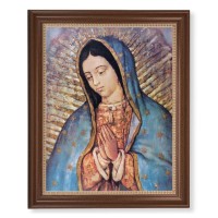 13 1/2" x 16 9/16" Walnut Finished Frame with 11" x 14" Our Lady of Guadalupe Textured Art