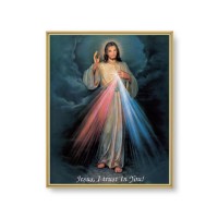 11" x 14" Gold Plaque Frame with a Divine Mercy Print