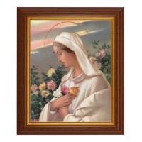 10 1/2" x 12 1/2" Walnut Finish Beveled Frame with 8" x 10" Mystical Rose Textured Art