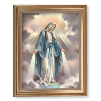13 1/2" x 16 9/16" Gold Leaf Antique Finished Frame with 11" x 14" Our Lady of Grace Textured Art