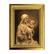 6 3/4" X 8 3/4" Gold Leaf Finish Frame with 5" X 7" Mother of Divine Christ Textured Art