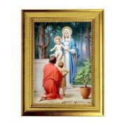 6 3/4" X 8 3/4" Gold Leaf Finish Frame with 5" X 7" The Holy Family with St John The Baptist Textured Art