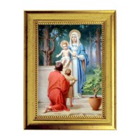 6 3/4" X 8 3/4" Gold Leaf Finish Frame with 5" X 7" The Holy Family with St John The Baptist Textured Art 6 3/4" X 8 3/4" Gold Leaf Finish Frame with 5" X 7" The Holy Family with St John The Baptist Textured Art