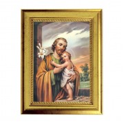 6 3/4" X 8 3/4" Gold Leaf Finish Frame with 5" X 7" Saint Joseph Textured Art