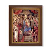 10 1/2" x 12 1/2" Walnut Finish Beveled Frame with 8" x 10" Madonna Throne of Angels and Saints Textured Art