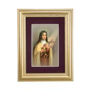 5 1/4" x 6 3/4" Gold Leaf Frame-Burgundy Matte with a 2 1/2" x 3 3/4" Saint Therese Print