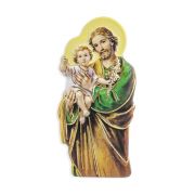 3" Magnetic Resin Statuette of the Saint Joseph and Child in 2D with Gold Highlights (Sold in Inc. of 3)