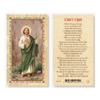 25pk - Saint Jude - Don"t Quit  Gold Stamped Laminated Holy Card  Pk 25