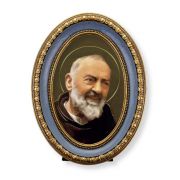 5 1/2" x 7 1/2" Oval Gold-Leaf Frame with a Saint Pio Print