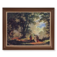 13 1/2" x 16 9/16" Walnut Finished Frame with 11" x 14" Zund: Way to Emmaus Textured Art