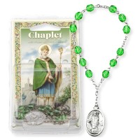 St Patrick Green Faceted Glass Bead Chaplet with Prayer-Card