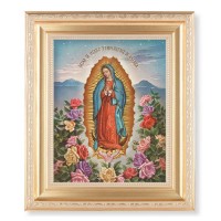 10 1/4" x 12 1/4" Satin Gold Frame with an 8" x 10" Our Lady of Guadalupe Print