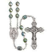 Teal Alabaster Luster Glass Bead Rosary