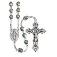 Teal Alabaster Luster Glass Bead Rosary
