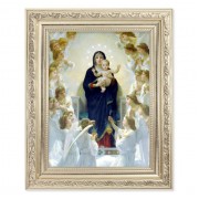 8.25" x 10.25" Silver Ornate Frame with a 6" x 8" Bouguereau: Queen of Angels Print