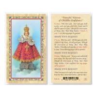 25pk - Infant Of Prague - Novena  Gold Stamped Laminated Holy Card  Pk 25