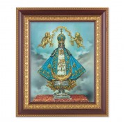 11 1/2" x 13 1/2" Cherry Frame with Gold Trim with an 8" x 10" Virgen de San Juan Print