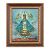11 1/2" x 13 1/2" Cherry Frame with Gold Trim with an 8" x 10" Virgen de San Juan Print