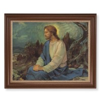 13 1/2" x 16 9/16" Walnut Finished Frame with 11" x 14" Meditation in the Garden Textured Art