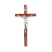 10" Walnut Wood Cross with Fine Pewter Corpus